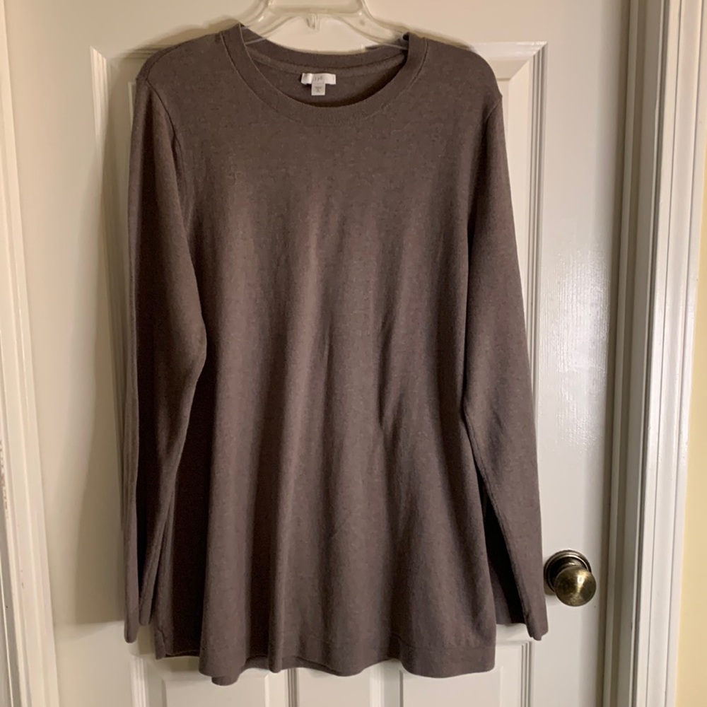 J Jill size XL Tall Light Cocoa Brown Crewneck Tunic Length Sweater